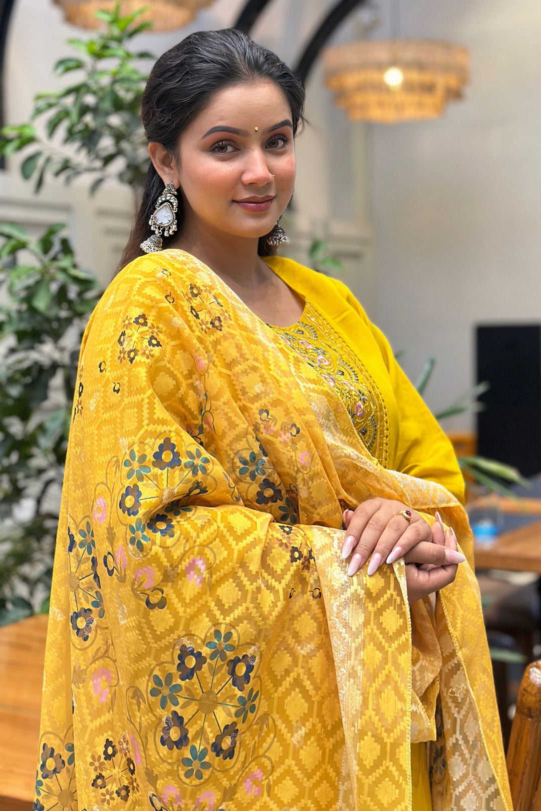 Art Silk Fabric Yellow Color Delicate Readymade Salwar Suit | Buy Online India