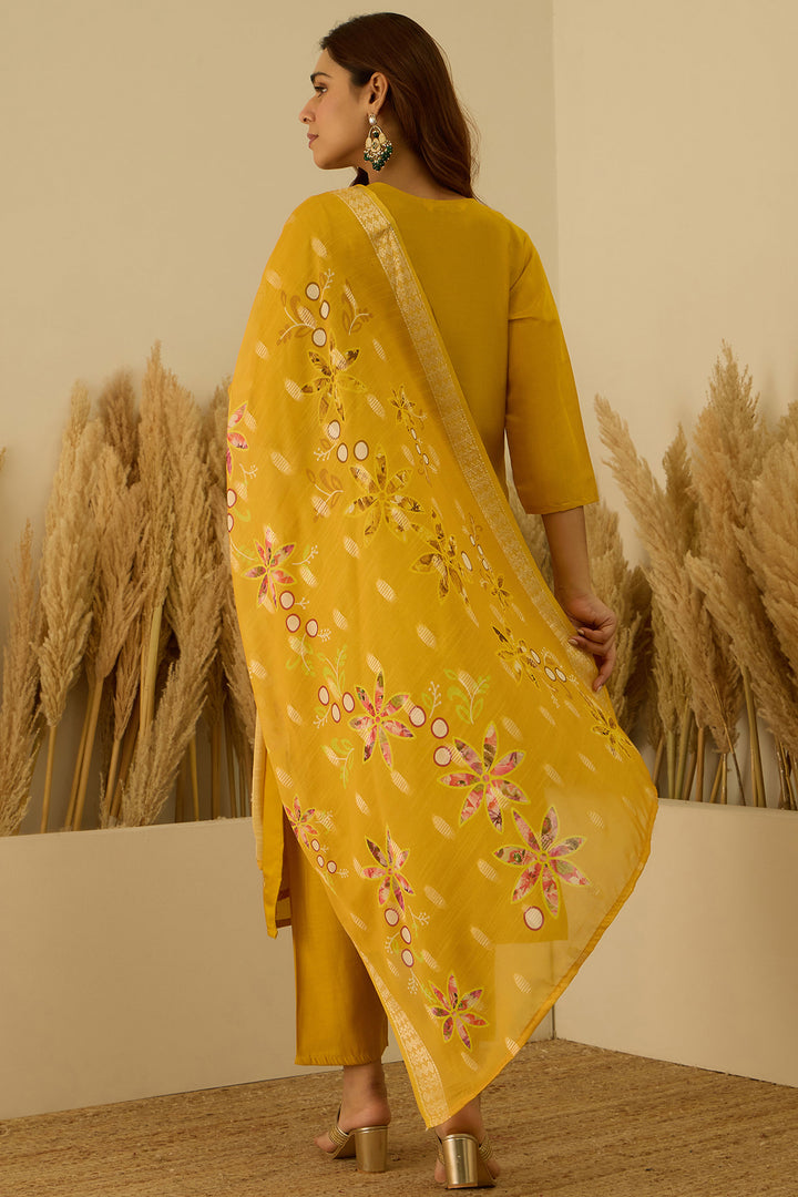 Amazing Mustard Color Art Silk Fabric Readymade Salwar Suit | Buy Online India