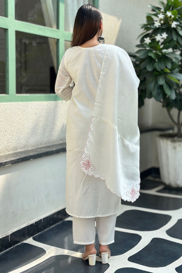 Trendy Art Silk Fabric White Color Readymade Salwar Suit | Buy Online India