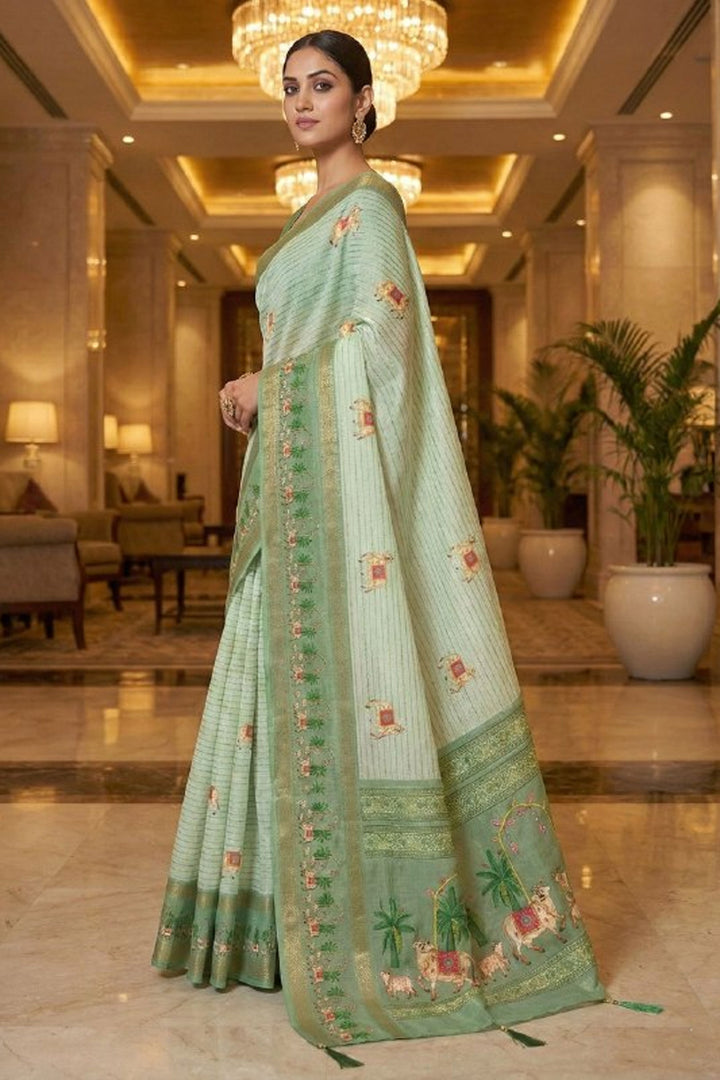 Awesome Dola Silk Fabric Printed Saree In Multi Color | Buy Online India