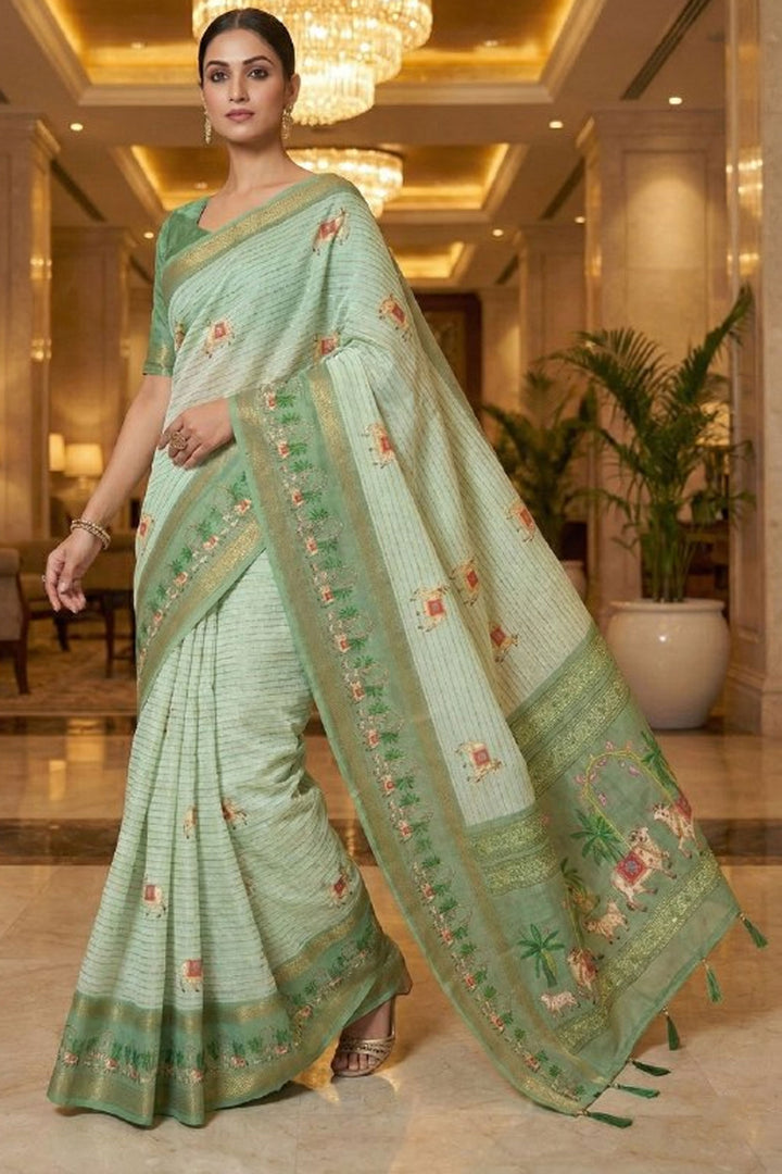 Awesome Dola Silk Fabric Printed Saree In Multi Color | Buy Online India