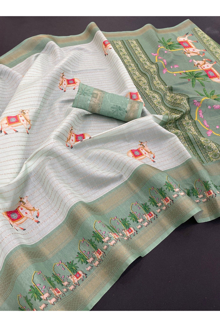 Awesome Dola Silk Fabric Printed Saree In Multi Color | Buy Online India