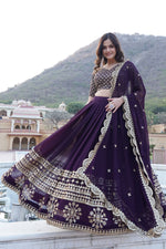Load image into Gallery viewer, Attractive Function Wear Wine Color Sequins Work Georgette Lehenga Choli
