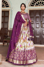 Load image into Gallery viewer, Soothing Floral and Patola Printed Multi Color Art Silk Fabric Readymade Lehenga
