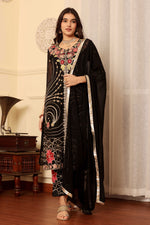 Load image into Gallery viewer, Black Color Georgette Fabric Adorming Function Wear Salwar Suit
