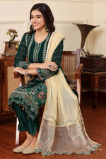 Load image into Gallery viewer, Dark Green Color Georgette Fabric Function Wear Tempting Salwar Suit

