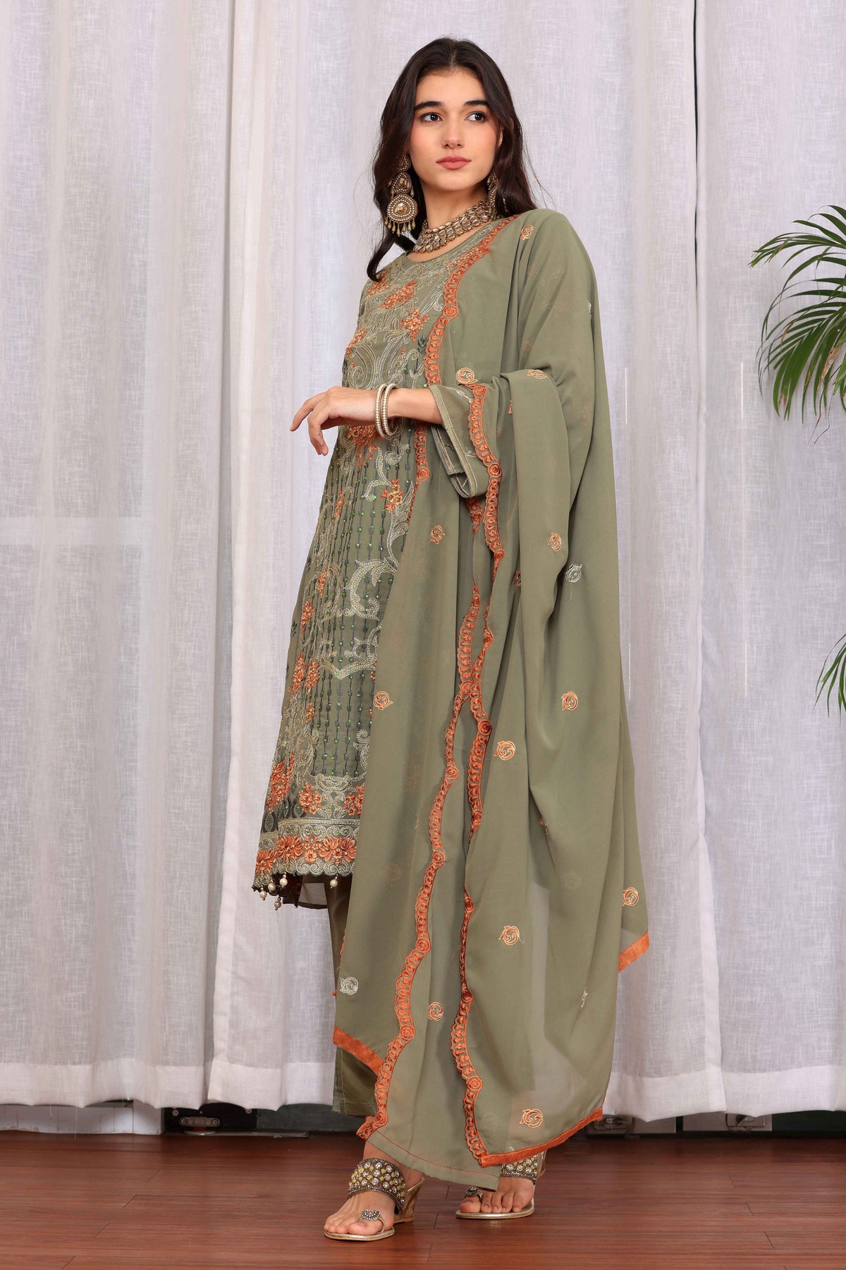 Function Wear Green Color Inventive Salwar Suit In Georgette Fabric