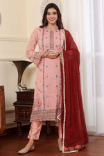 Load image into Gallery viewer, Peach Color Georgette Fabric Alluring Function Wear Salwar Suit
