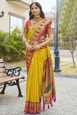 Load image into Gallery viewer, Ingenious Meenakari Work Yellow Color Paithani Silk Saree
