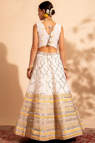 Sequins Work On Off White Color Gorgeous Lehenga In Georgette Fabric