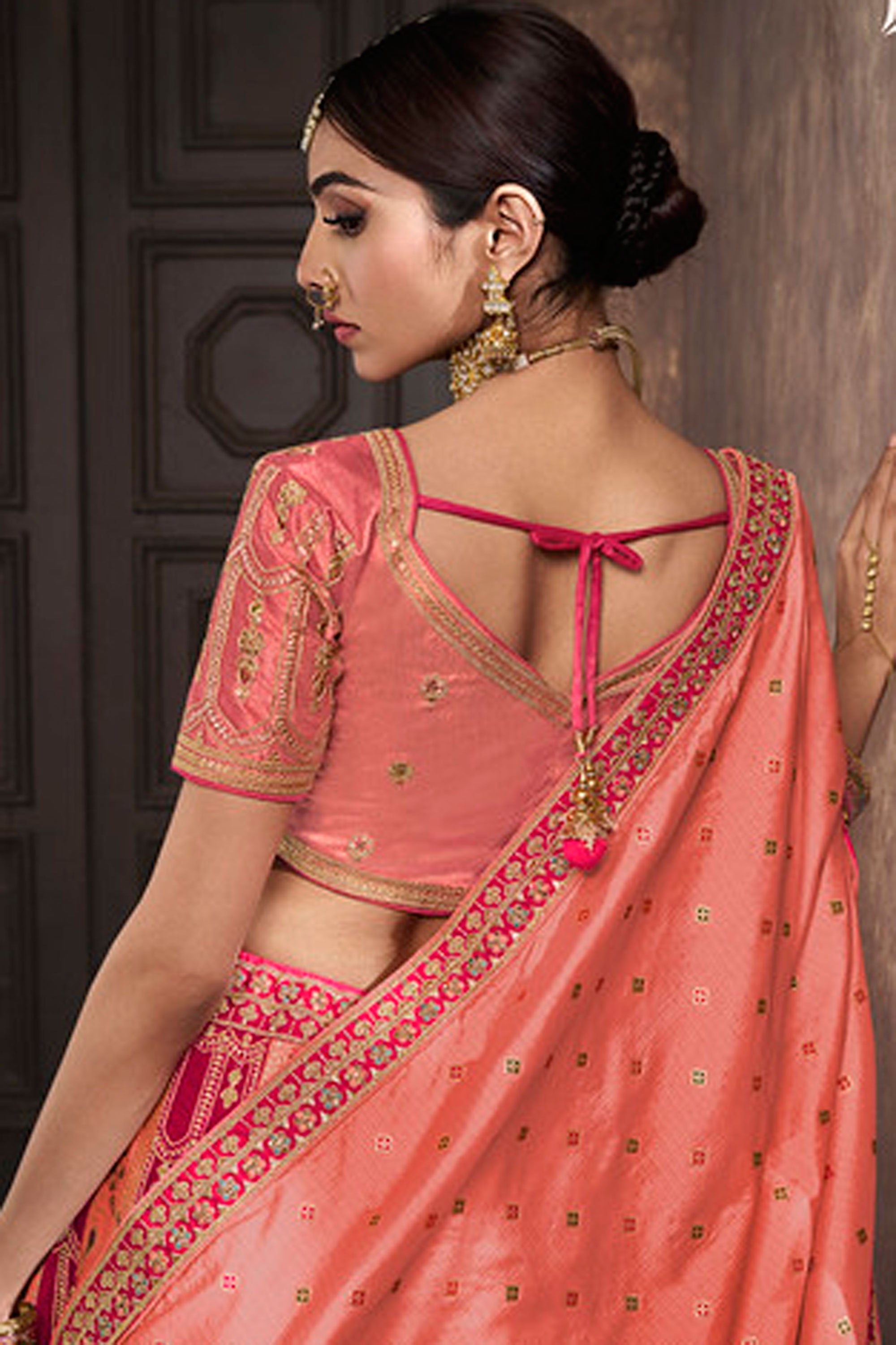 Radiant Embroidered Work On Multi Color Silk Bridal Lehenga