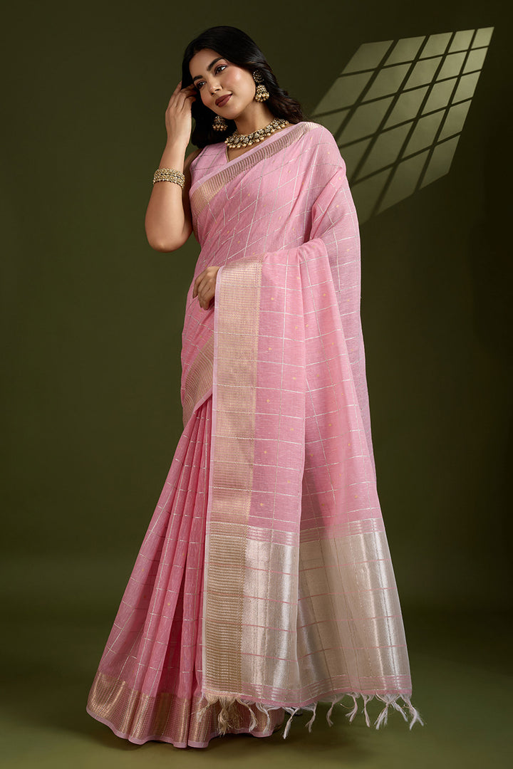Blazing Pink Color Weaving Work Art Silk Saree | Buy Online India