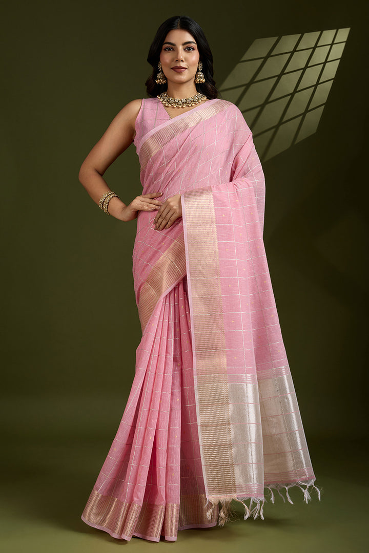 Blazing Pink Color Weaving Work Art Silk Saree | Buy Online India