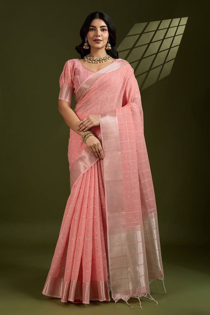 Peach Color Weaving Work Glamorous Art Silk Saree | Buy Online India