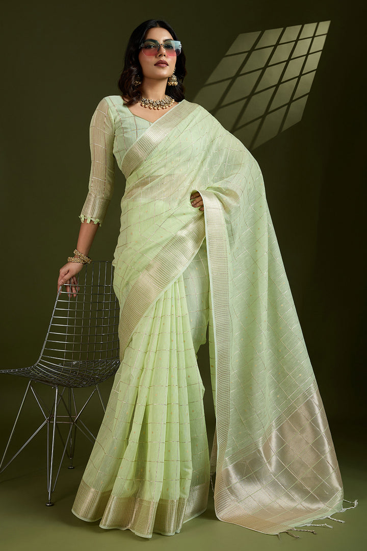 Green Color Exquisite Weaving Work Art Silk Saree | Buy Online India