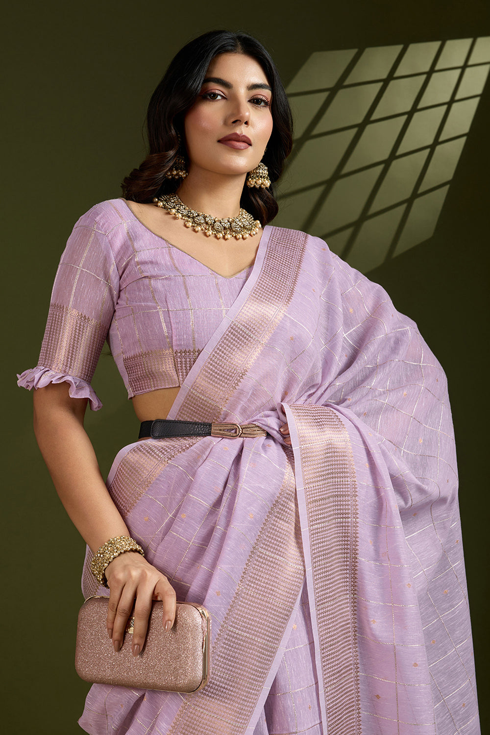 Weaving Work Attractive Art Silk Saree In Lavender Color | Buy Online India