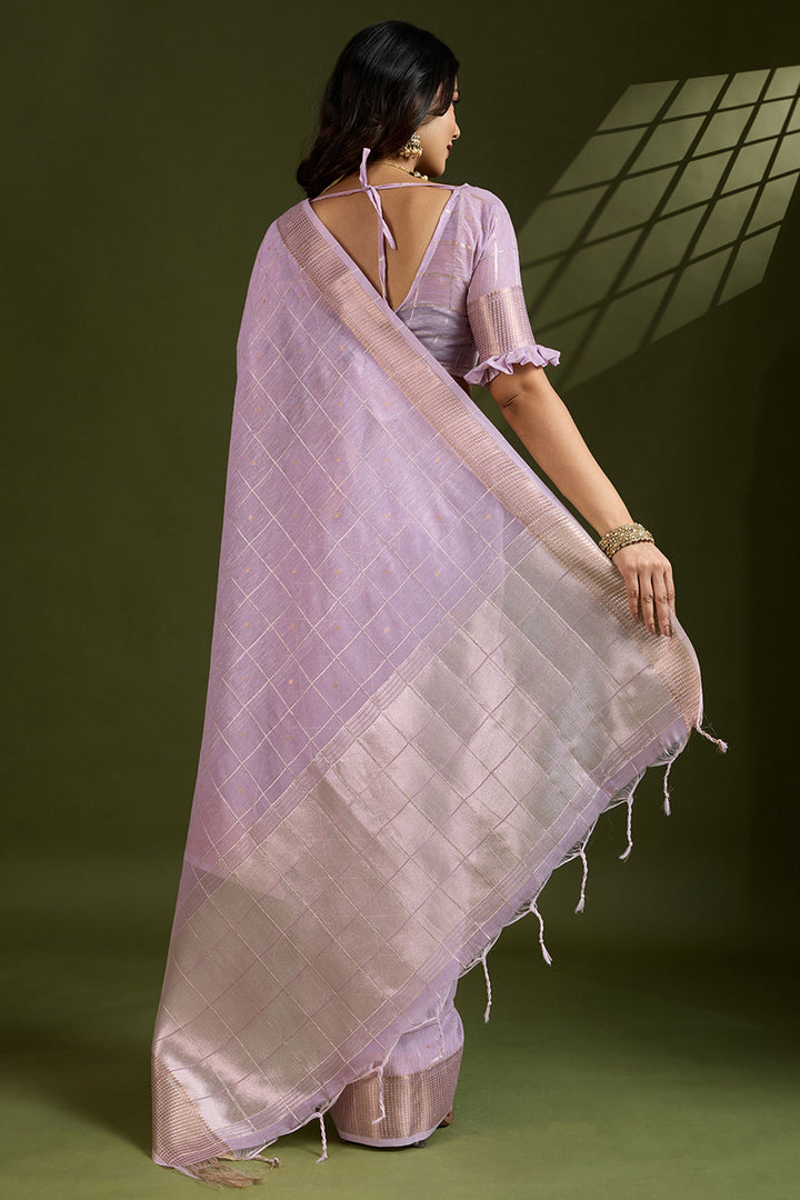 Weaving Work Attractive Art Silk Saree In Lavender Color | Buy Online India