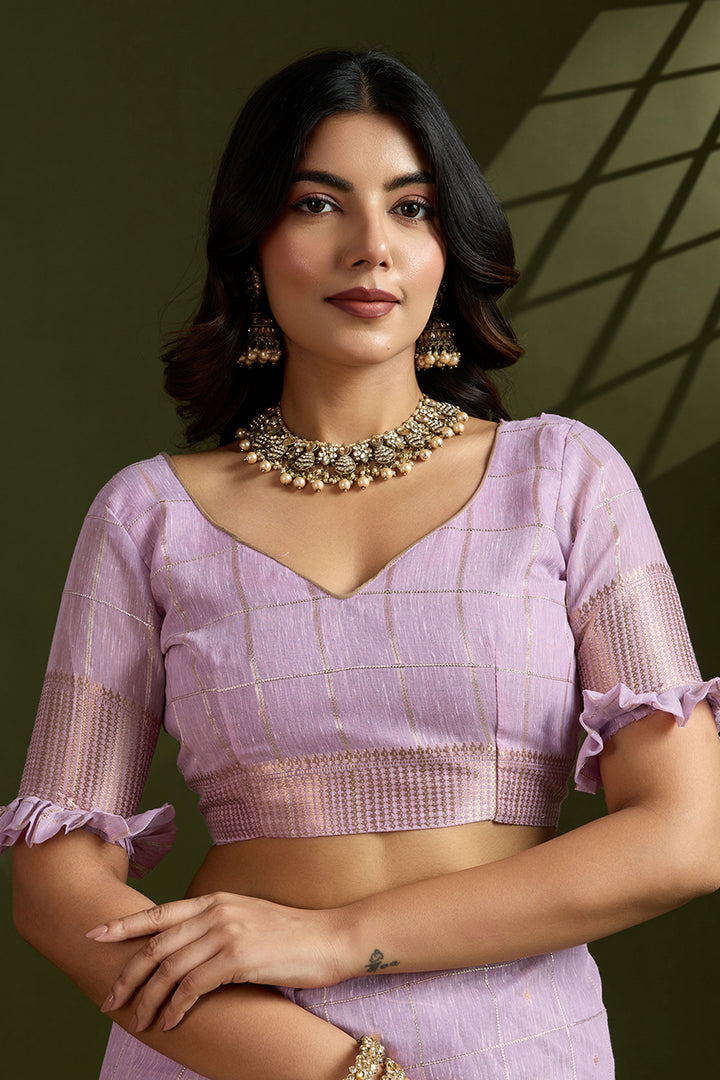 Weaving Work Attractive Art Silk Saree In Lavender Color | Buy Online India