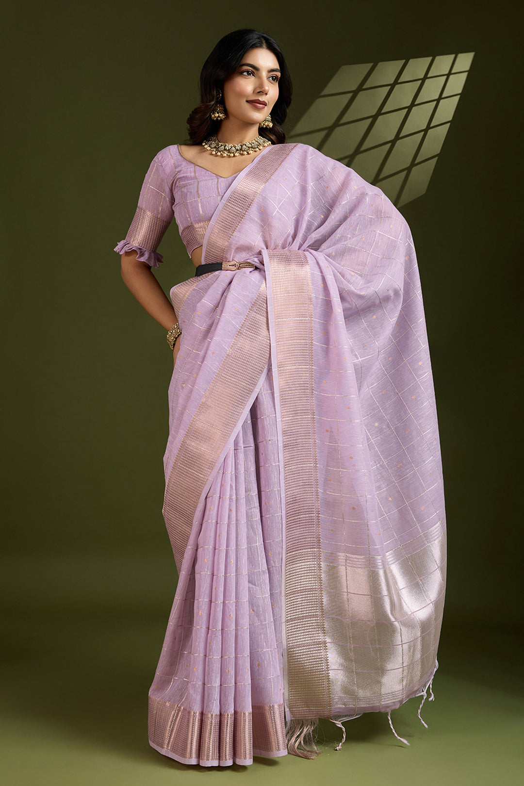 Weaving Work Attractive Art Silk Saree In Lavender Color | Buy Online India