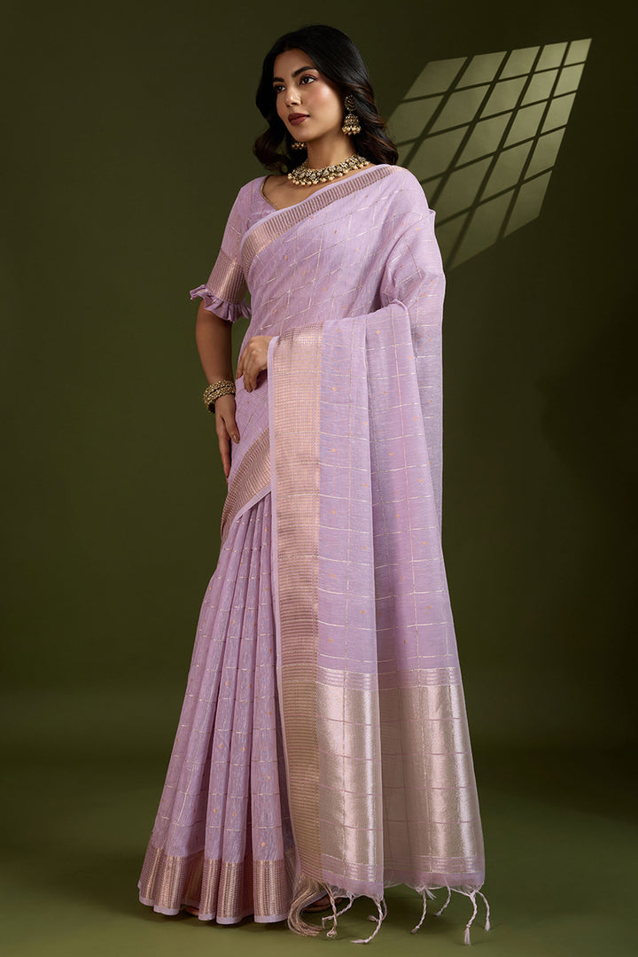 Weaving Work Attractive Art Silk Saree In Lavender Color | Buy Online India
