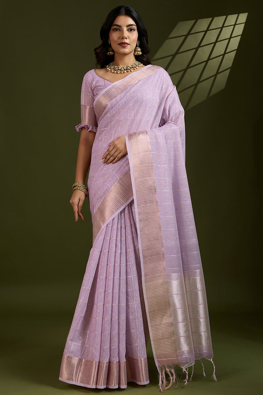 Weaving Work Attractive Art Silk Saree In Lavender Color | Buy Online India