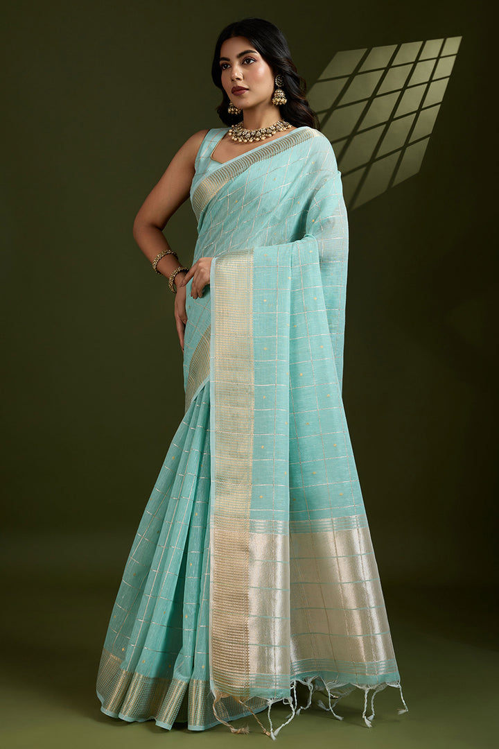 Alluring Sea Green Color Weaving Work Art Silk Saree | Buy Online India