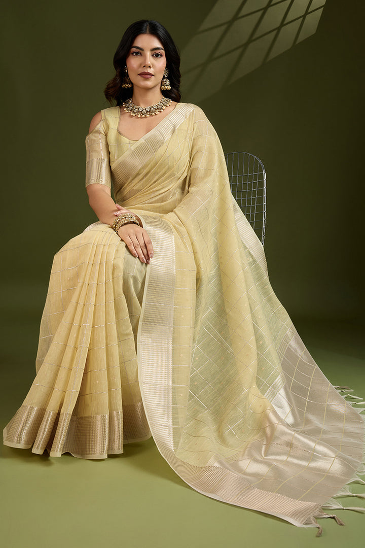 Yellow Color Weaving Work Graceful Art Silk Saree | Buy Online India