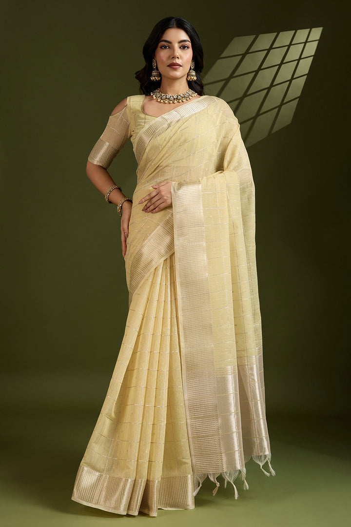 Yellow Color Weaving Work Graceful Art Silk Saree | Buy Online India