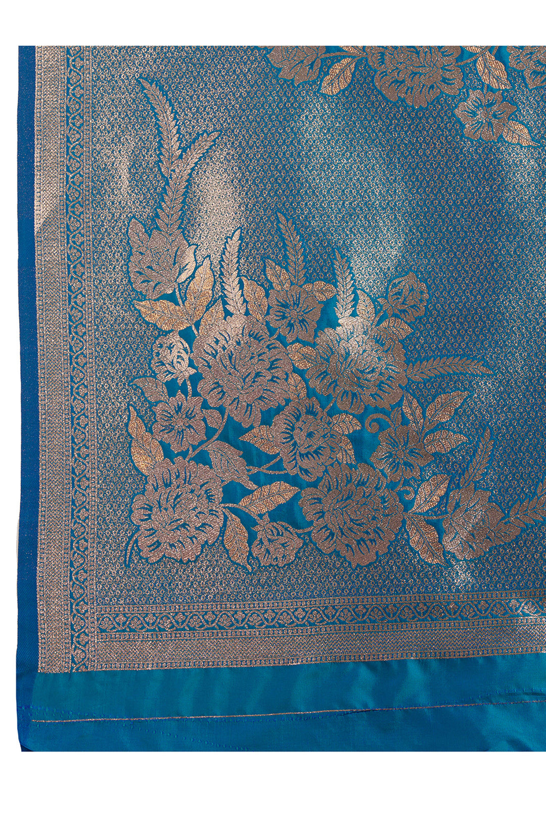 Trendy Banarasi Silk Fabric Cyan Color Saree With Weaving Work | Buy Online India