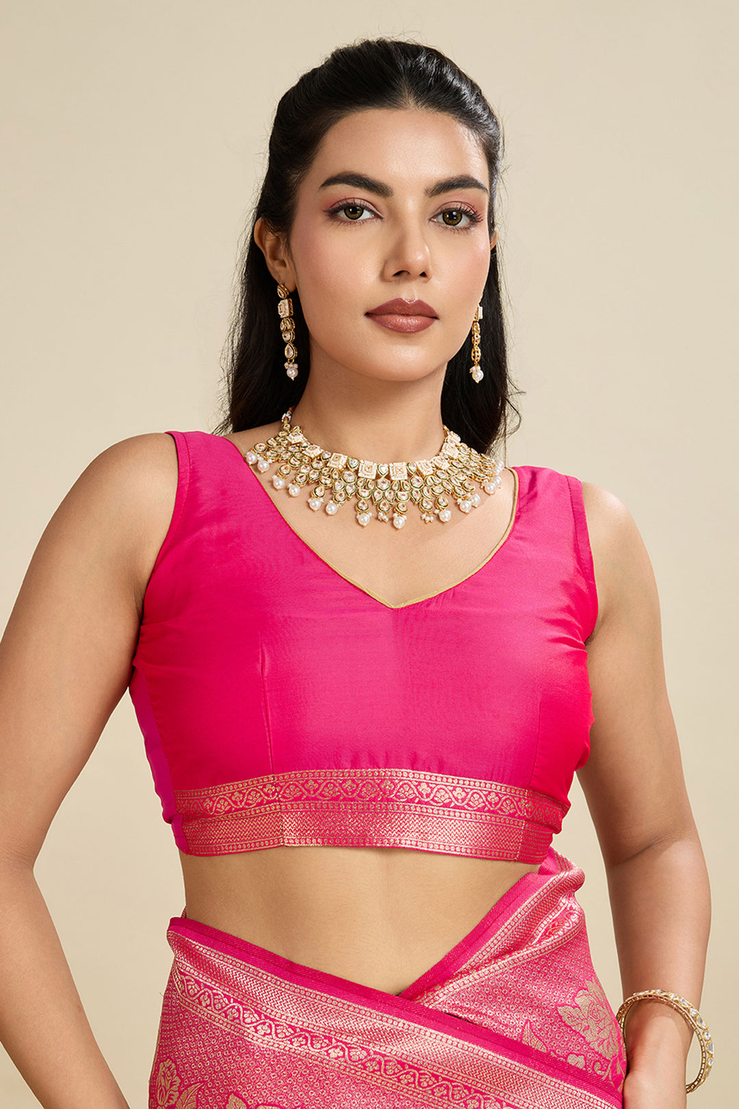 Exclusive Weaving Work On Pink Color Saree In Banarasi Silk Fabric | Buy Online India