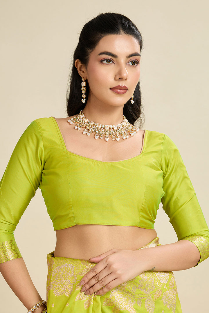 Green Color Exquisite Weaving Work Banarasi Silk Fabric Saree | Buy Online India