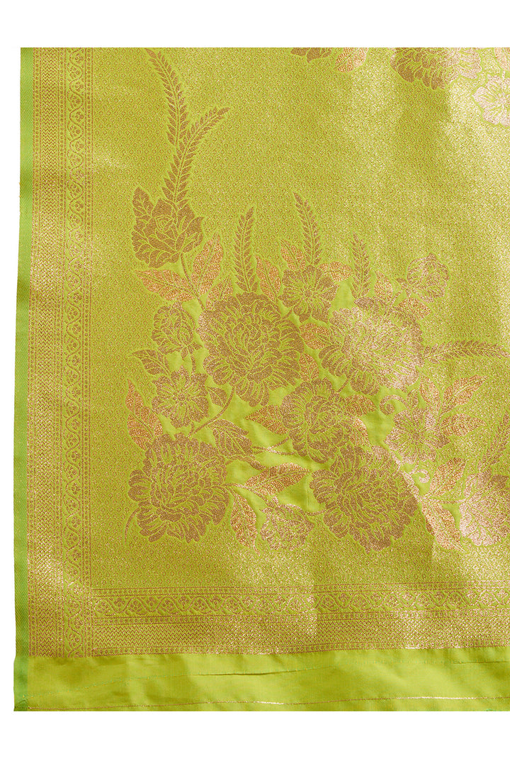 Green Color Exquisite Weaving Work Banarasi Silk Fabric Saree | Buy Online India