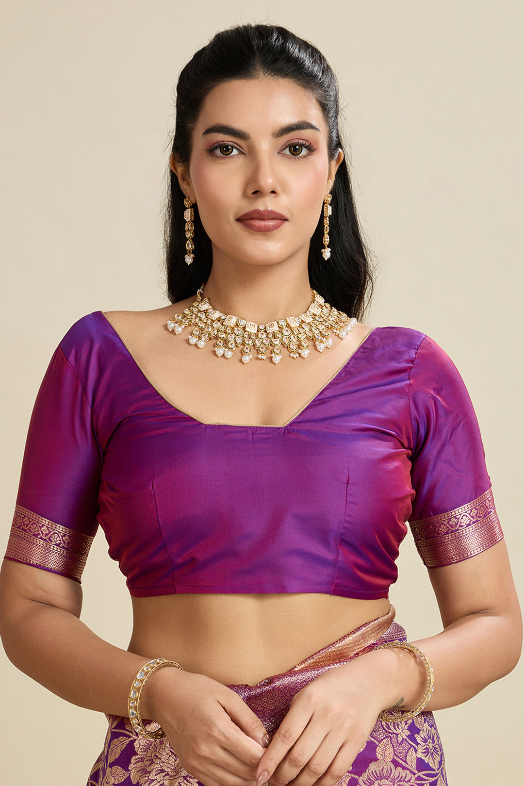 Attractive Banarasi Silk Fabric Purple Color Saree With Weaving Work | Buy Online India