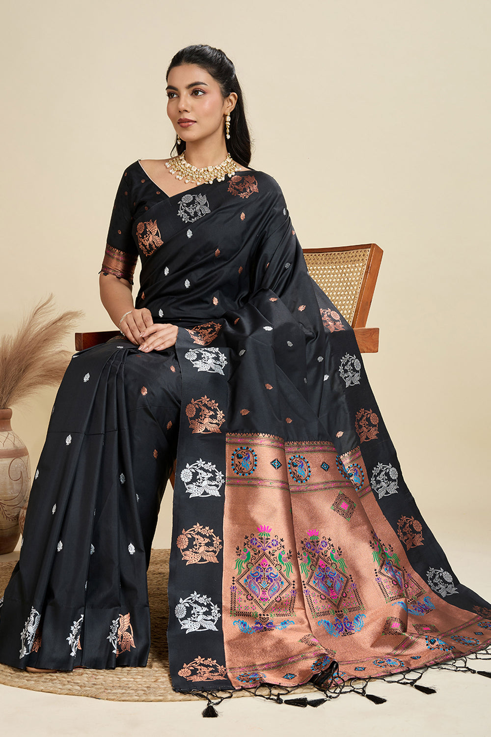 Black Color Banarasi Silk Fabric Incredible Sarees | Buy Online India