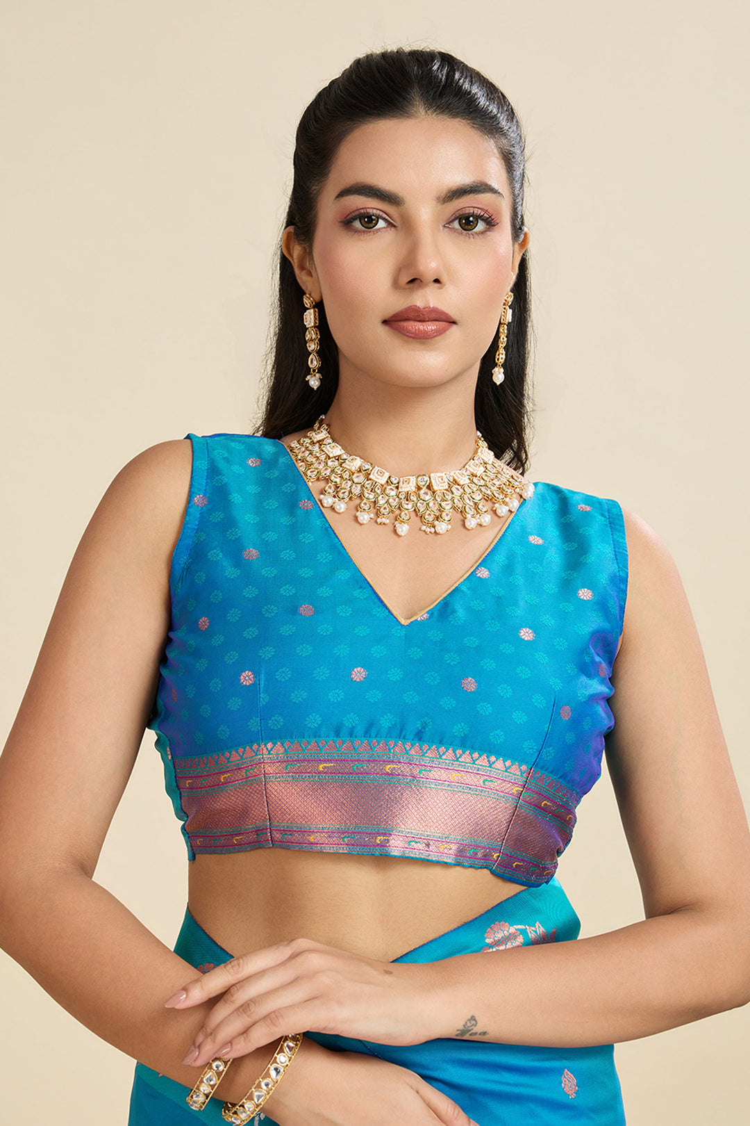 Banarasi Silk Fabric Cyan Color Phenomenal Sarees | Buy Online India