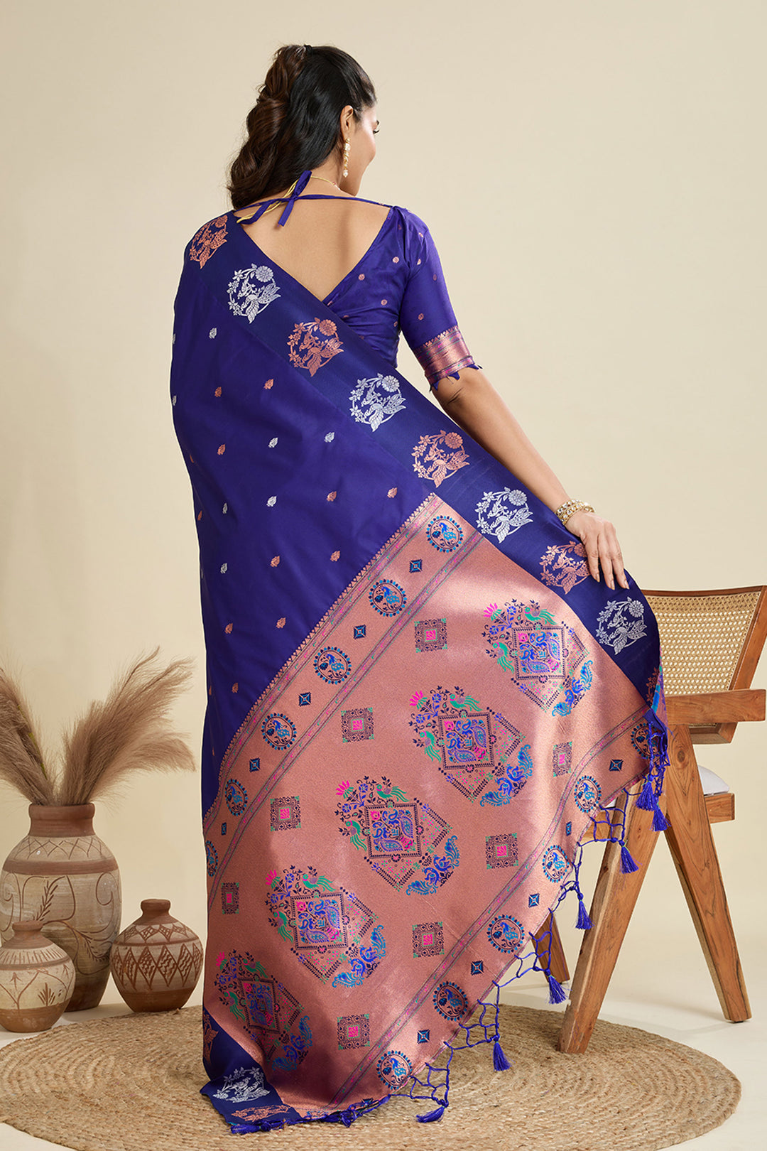 Banarasi Silk Fabric Wondrous Sarees In Blue Color | Buy Online India