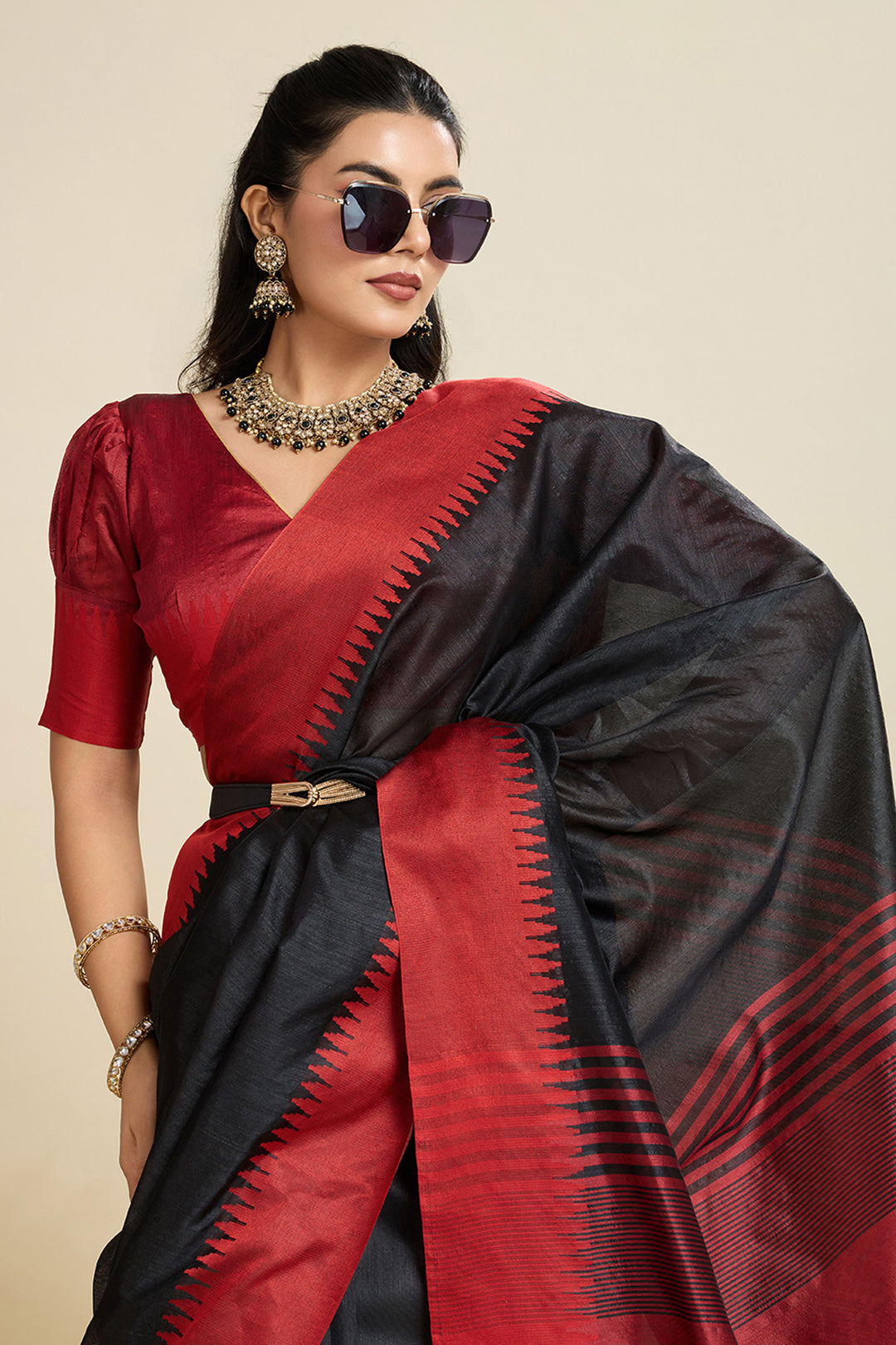 Festive Wear Soothing Art Silk Saree In Black Color | Buy Online India