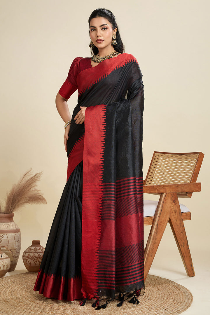 Festive Wear Soothing Art Silk Saree In Black Color | Buy Online India