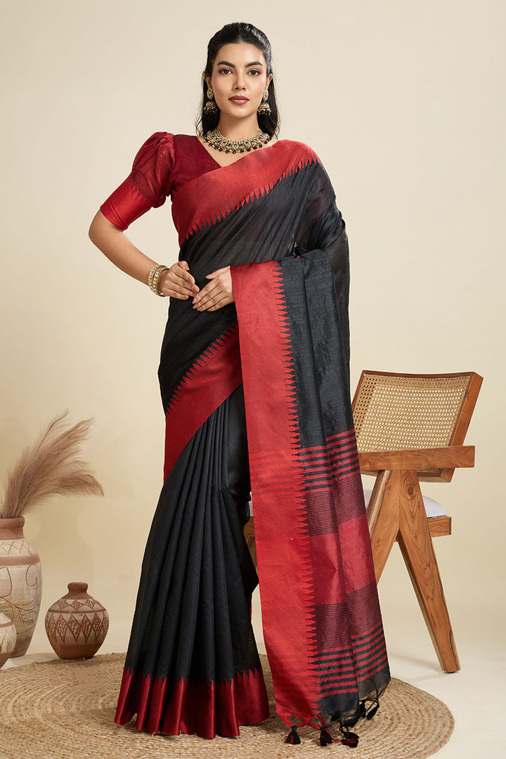 Festive Wear Soothing Art Silk Saree In Black Color | Buy Online India