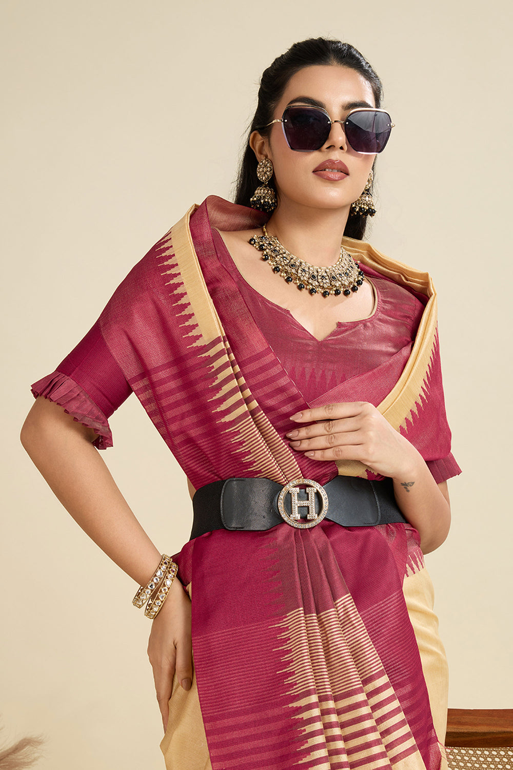 Chikoo Color Glorious Art Silk Festive Wear Saree | Buy Online India