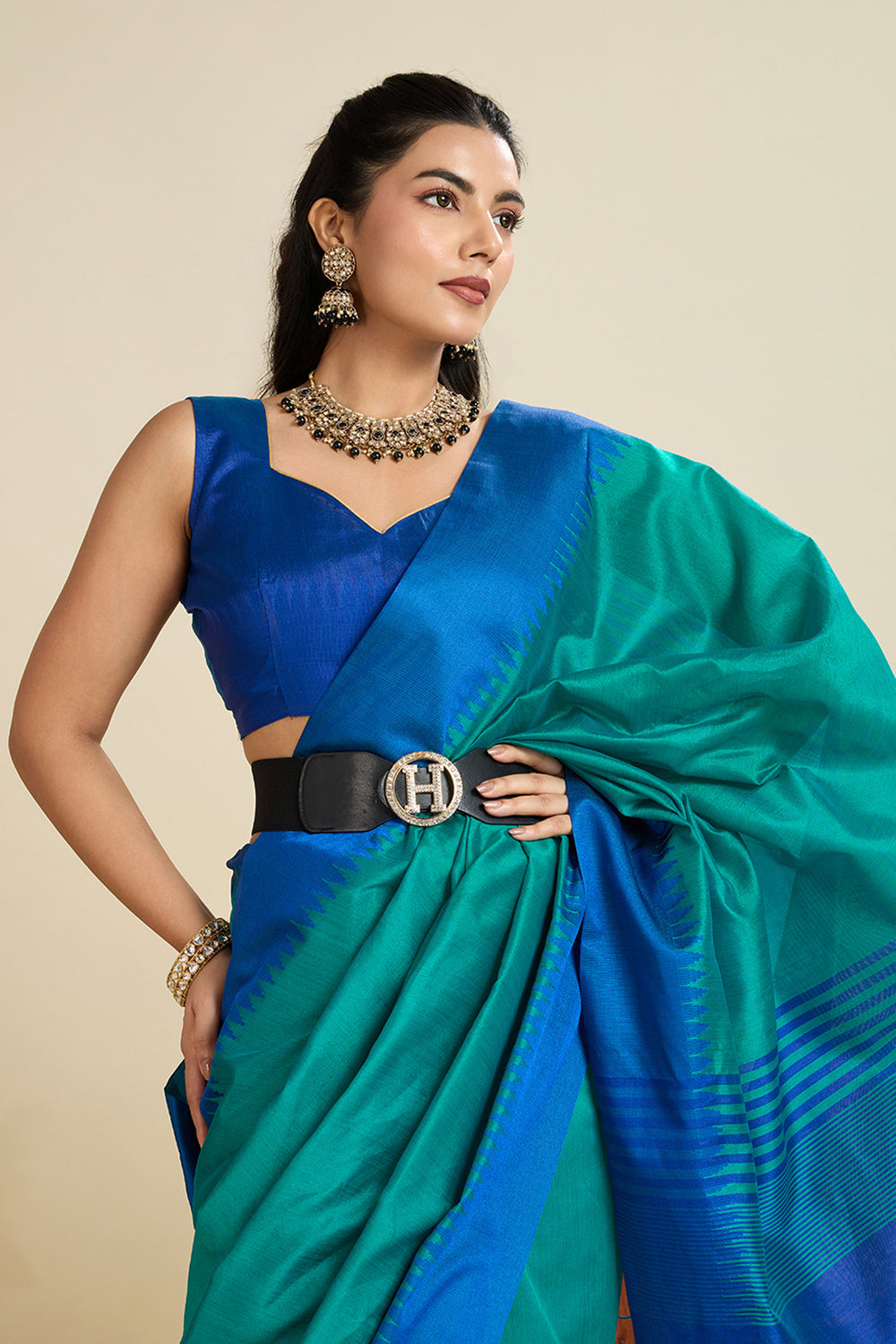 Classic Cyan Color Festive Wear Art Silk Saree | Buy Online India