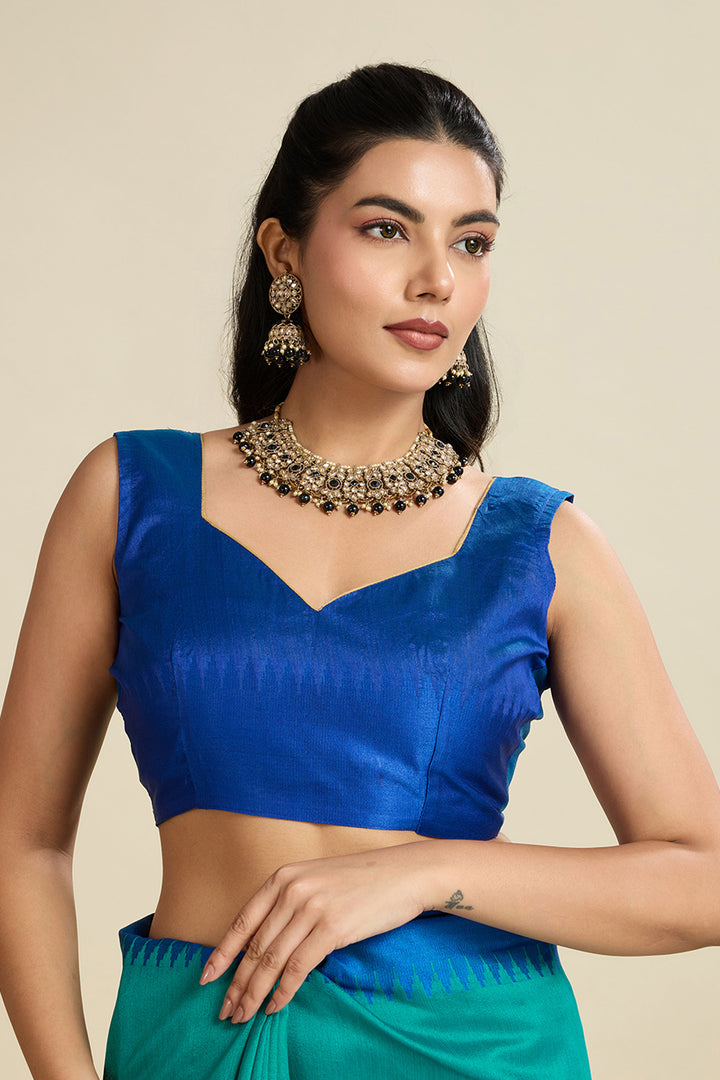 Classic Cyan Color Festive Wear Art Silk Saree | Buy Online India