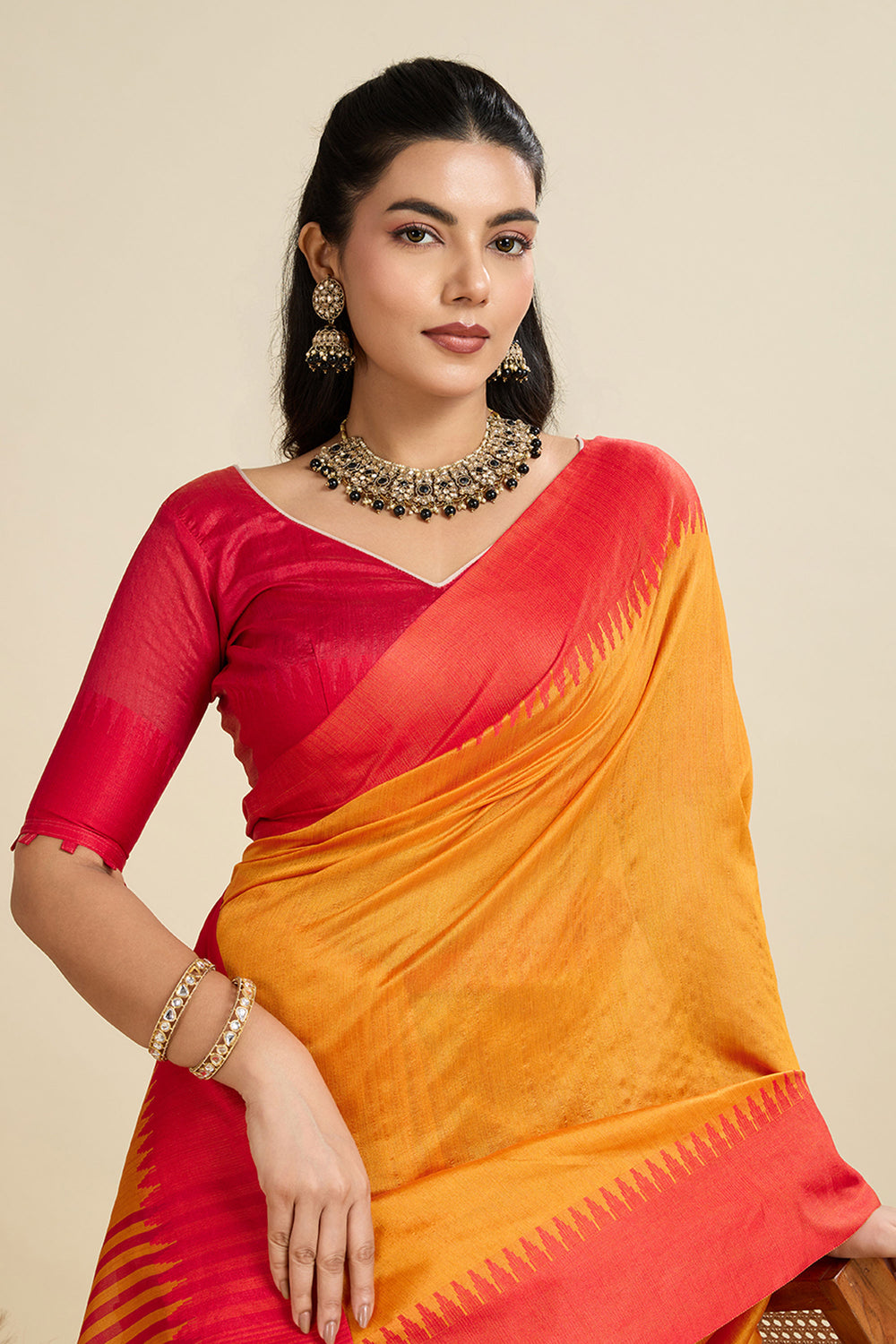 Mustard Color Festive Wear Glamorous Art Silk Saree | Buy Online India
