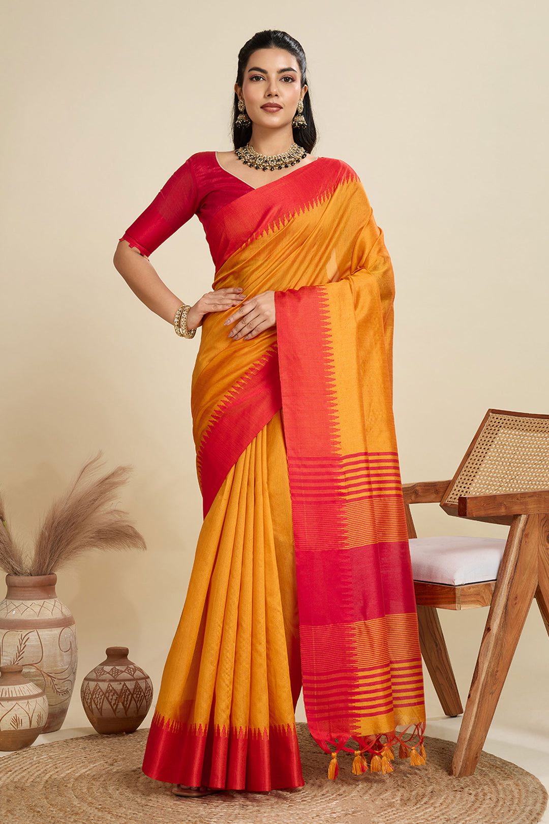 Mustard Color Festive Wear Glamorous Art Silk Saree | Buy Online India