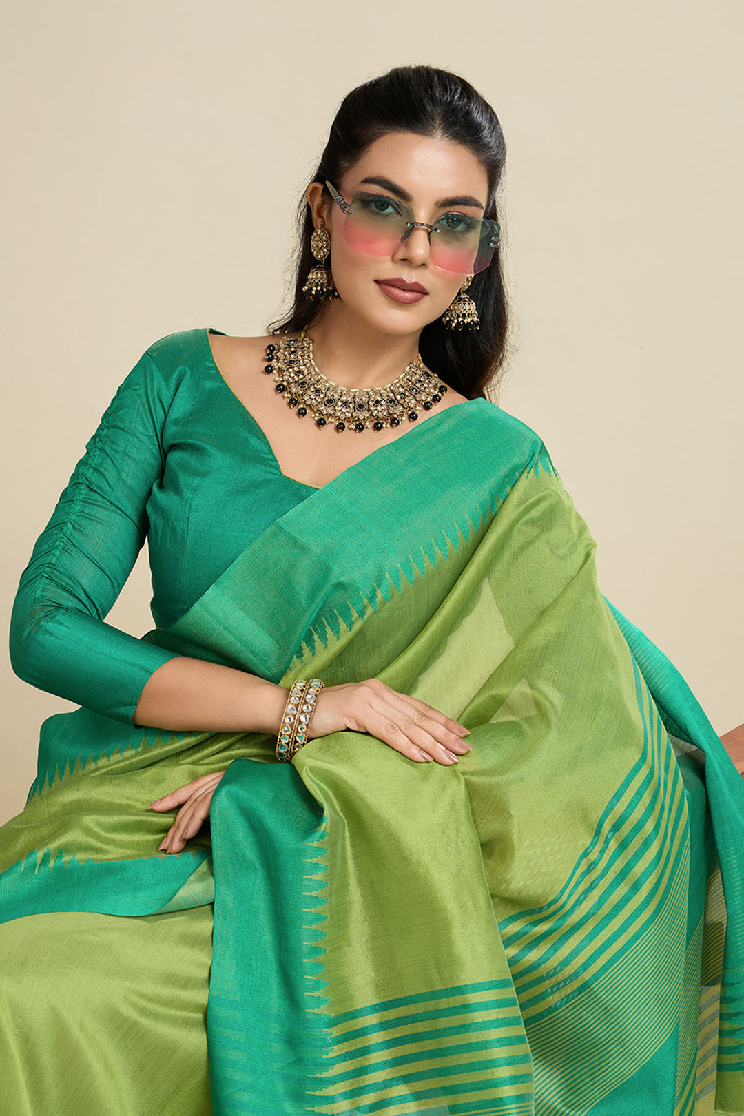 Green Color Sober Festive Wear Art Silk Saree | Buy Online India