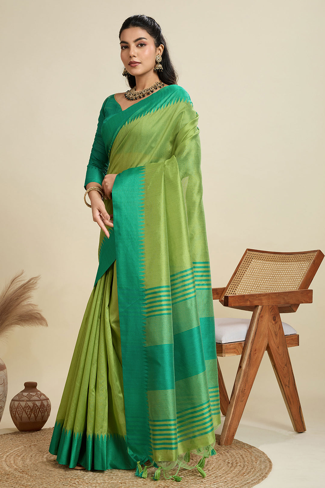 Green Color Sober Festive Wear Art Silk Saree | Buy Online India