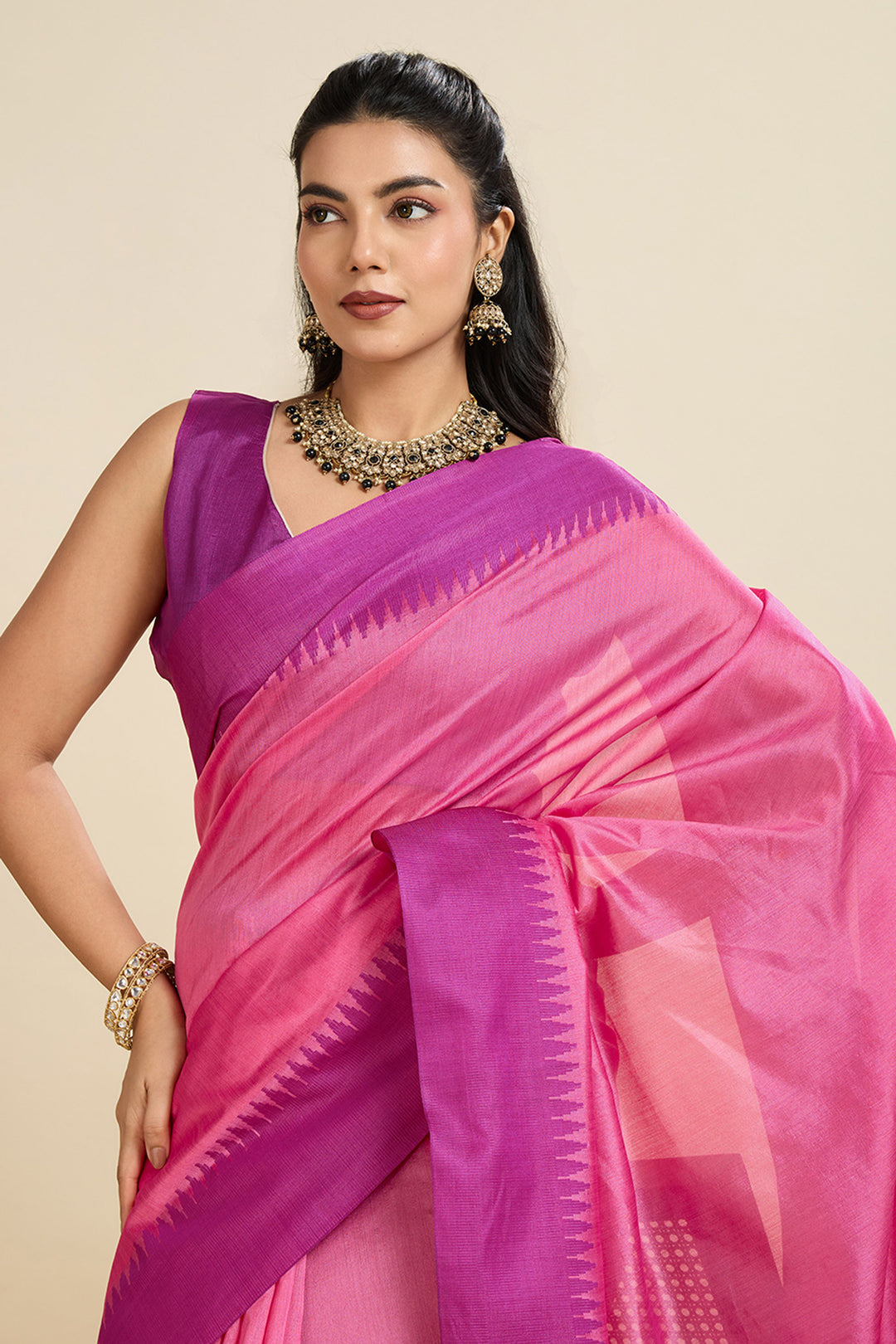 Festive Wear Attractive Art Silk Saree In Pink Color | Buy Online India