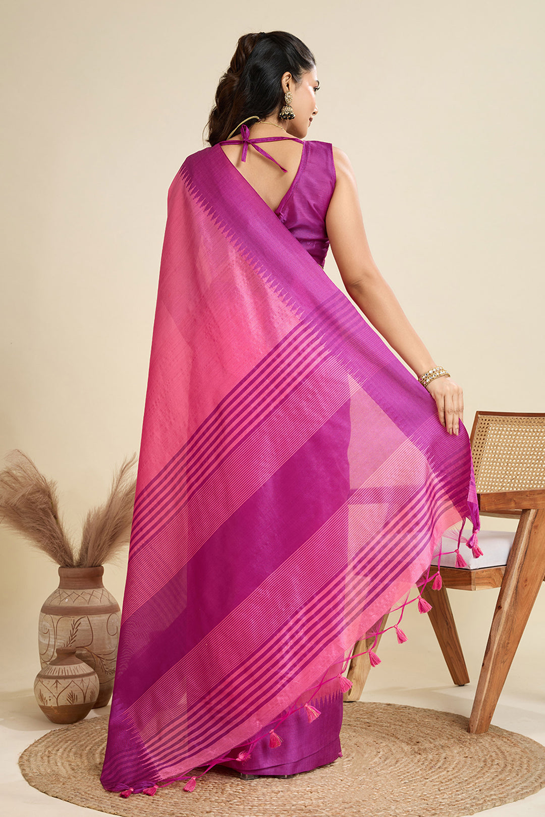 Festive Wear Attractive Art Silk Saree In Pink Color | Buy Online India