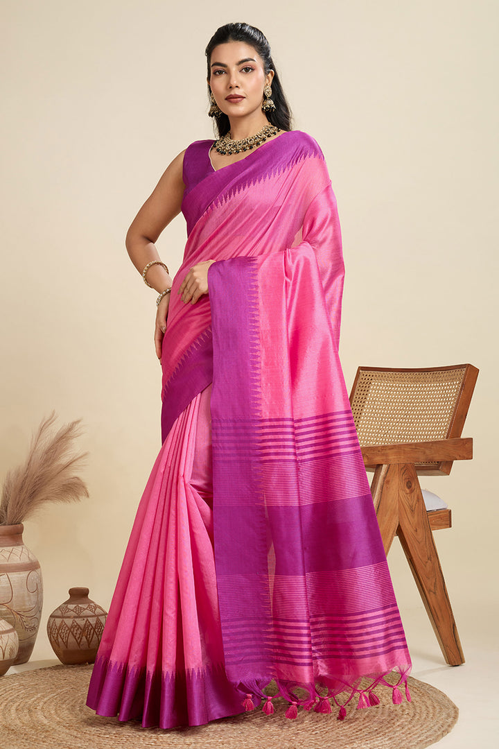 Festive Wear Attractive Art Silk Saree In Pink Color | Buy Online India