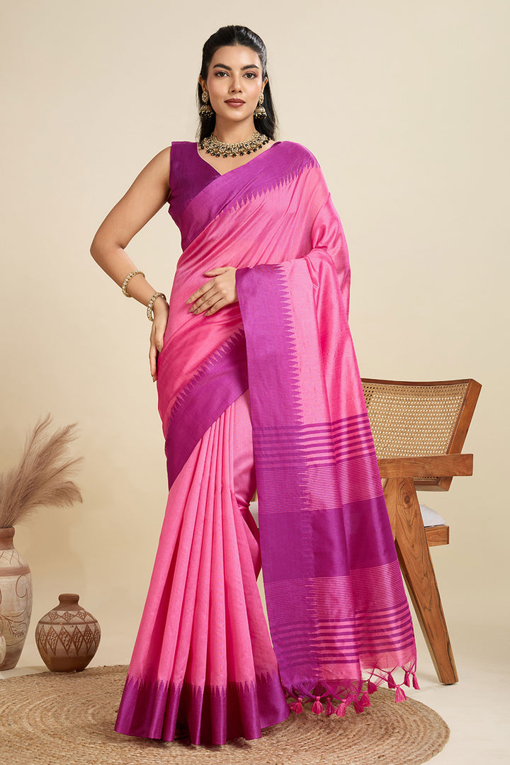 Festive Wear Attractive Art Silk Saree In Pink Color | Buy Online India